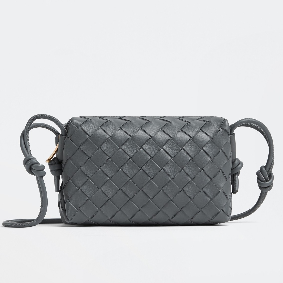 bo*te*ga Ve*ne*ta loop mini bag in grey intrecciato lambskin