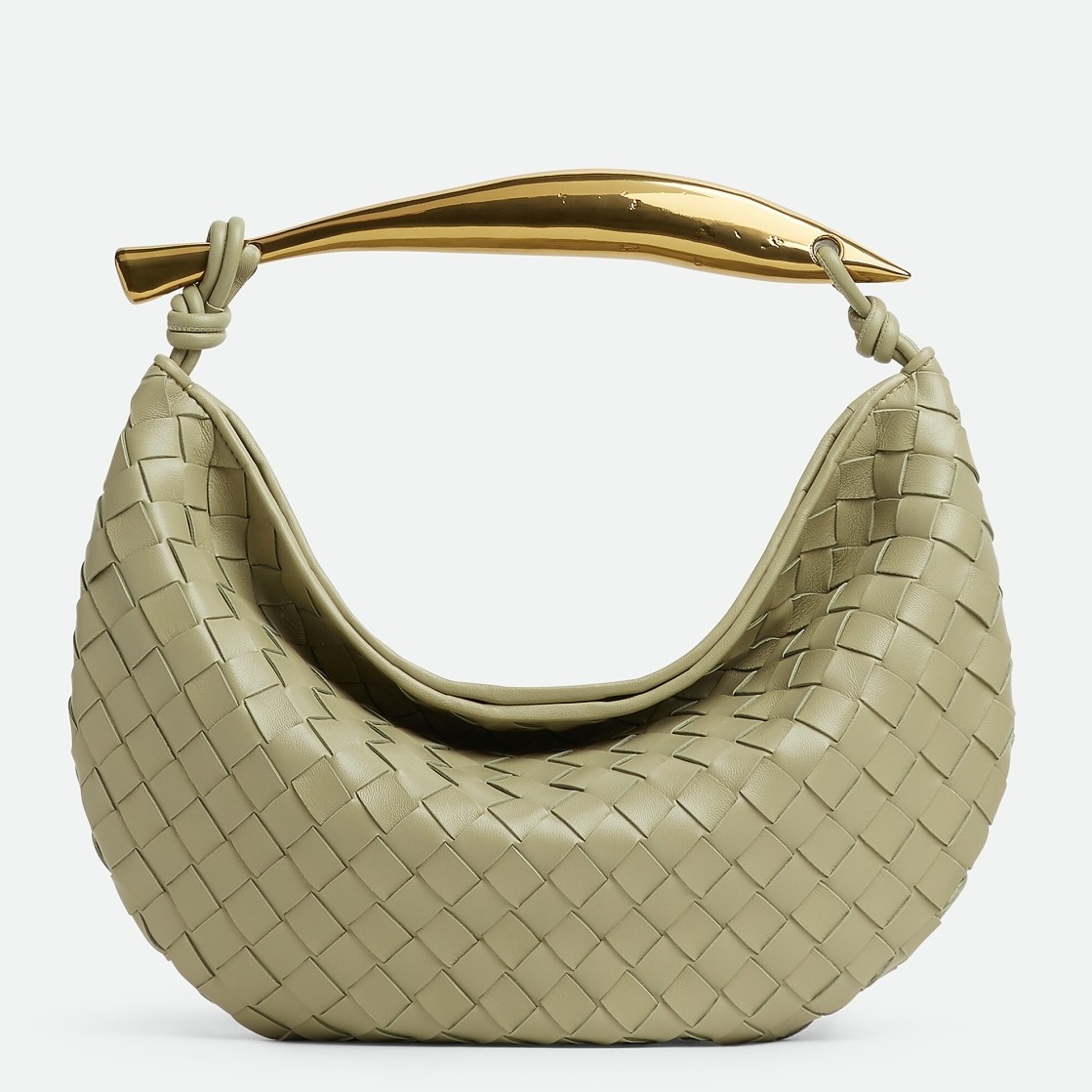 bo*te*ga Ve*ne*ta small sardine bag in travertine intrecciato lambskin