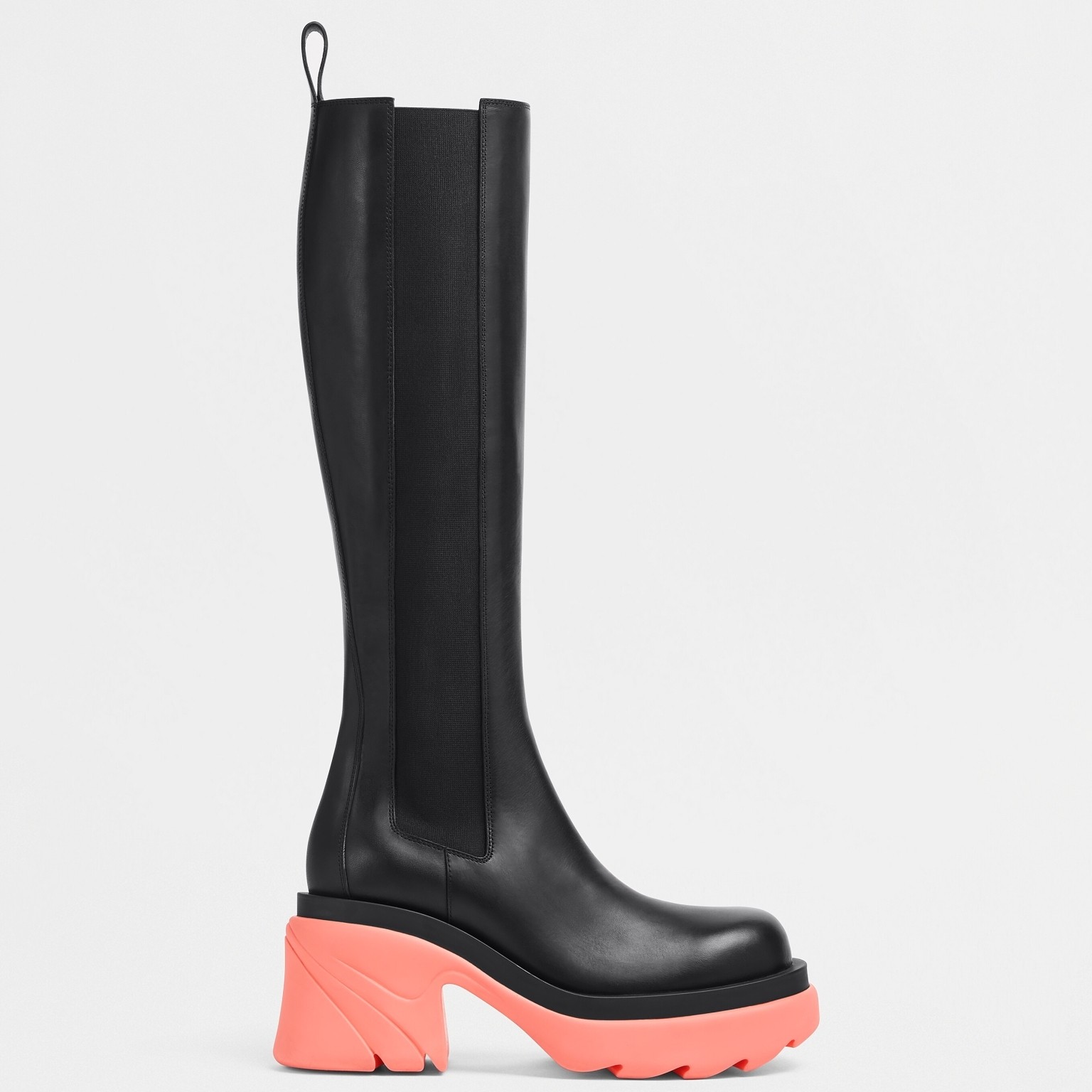 bo*te*ga Ve*ne*ta flash knee-high boots with pink outsole