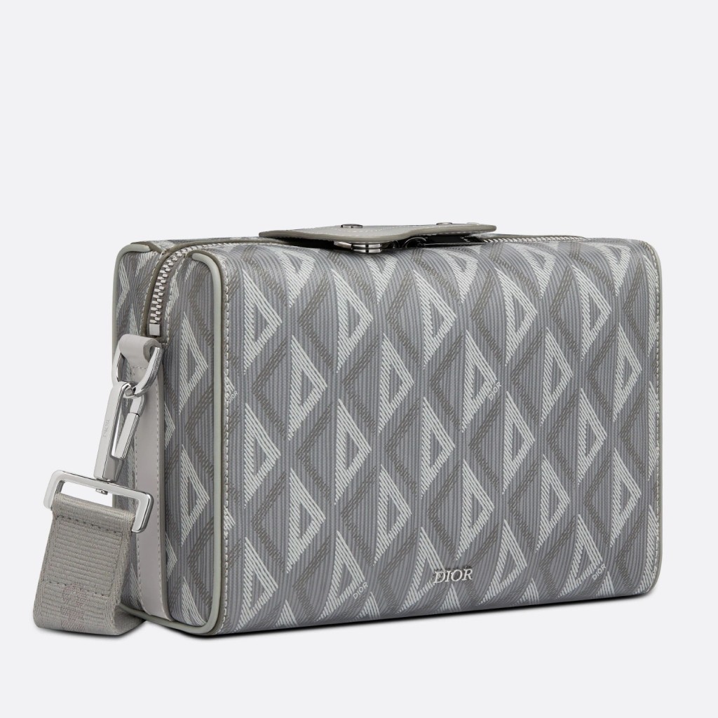 d*or lingot messenger bag in gray cd Di*m*nd canvas