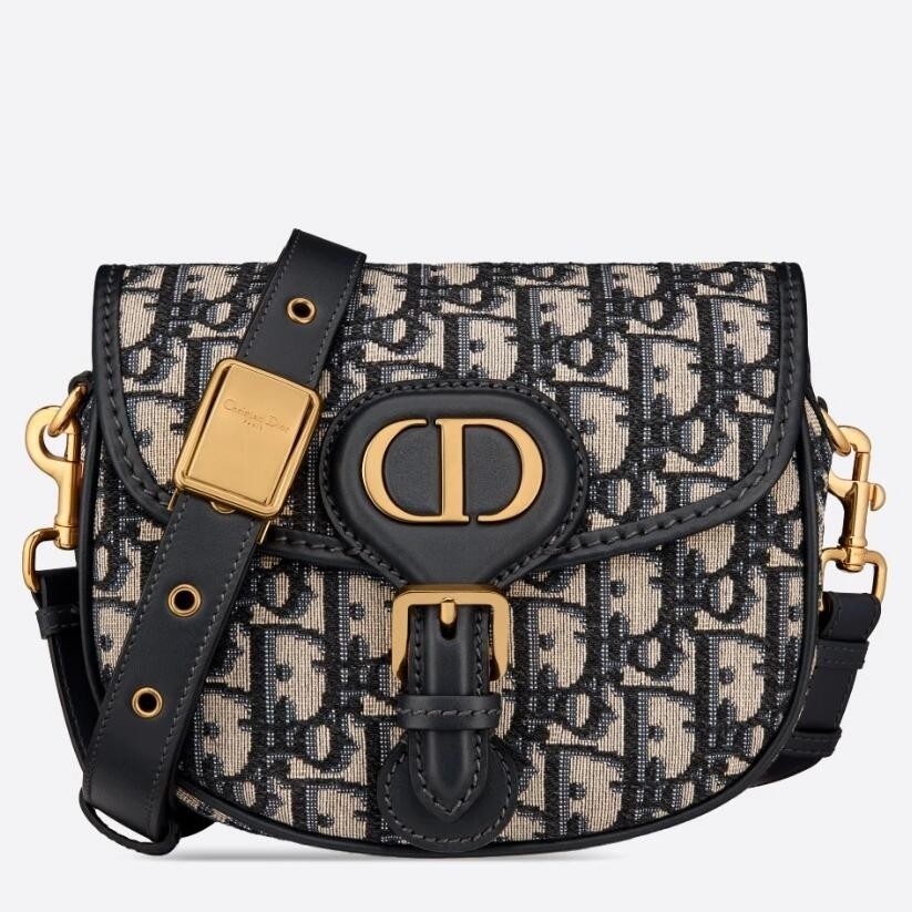 D*or small bobby bag in blue D*or oblique canvas