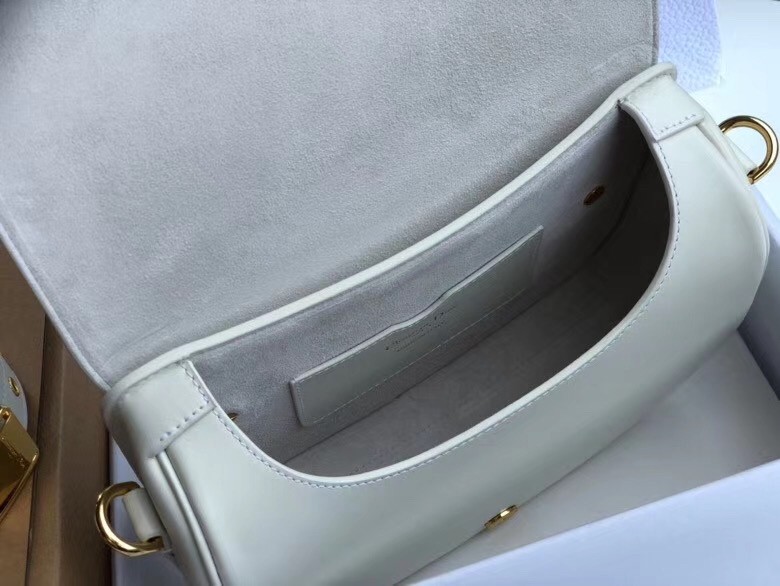 D*or medium bobby bag in white calfskin