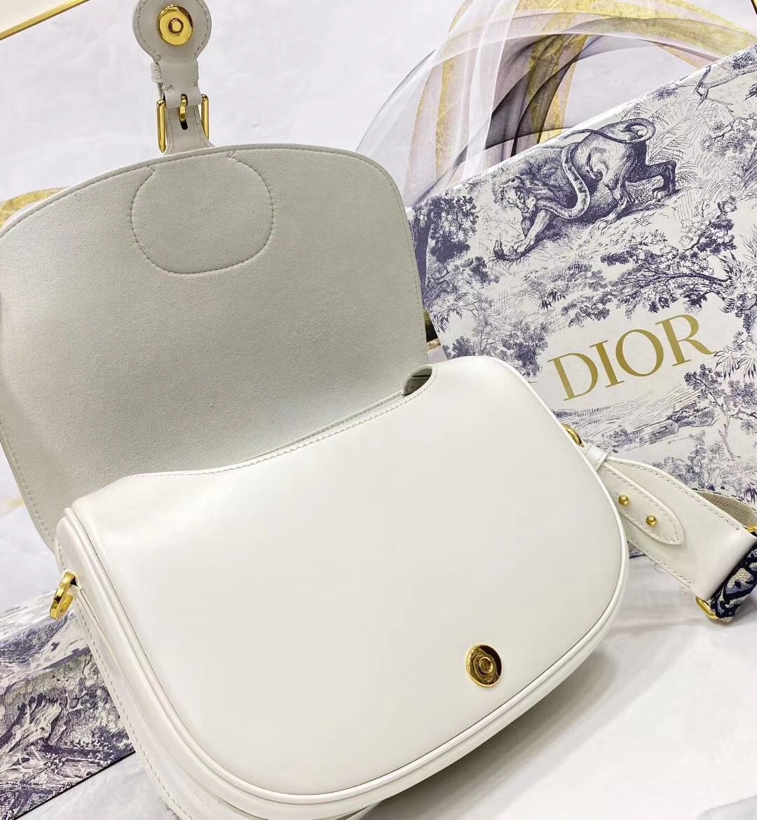 D*or large bobby bag in white calfskin