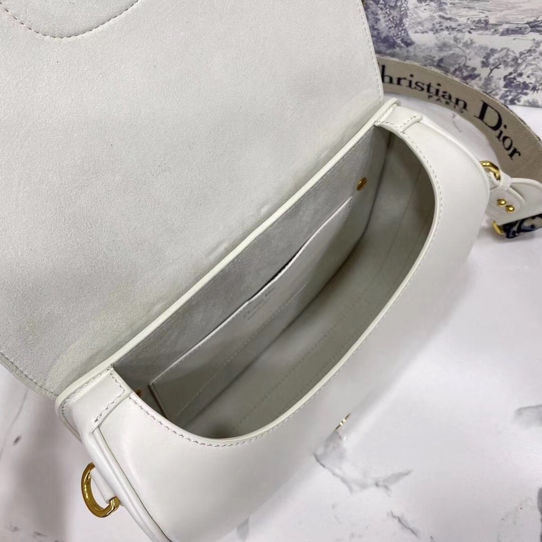 D*or large bobby bag in white calfskin