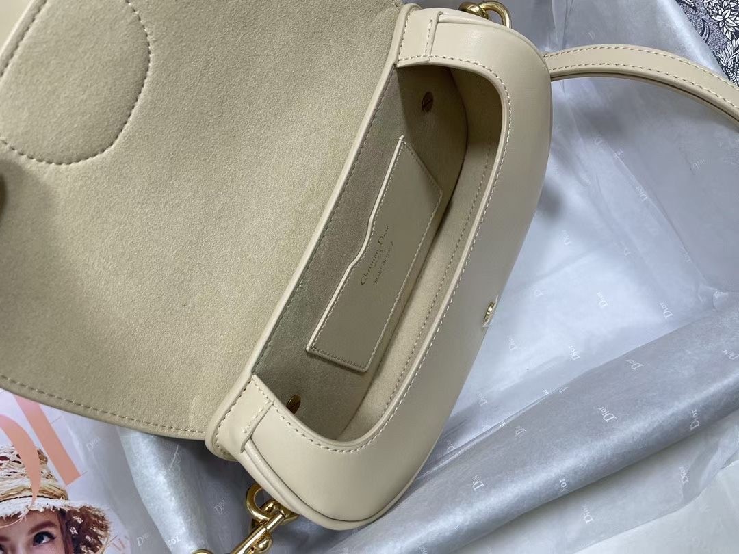D*or bobby east-west bag in beige box calfskin
