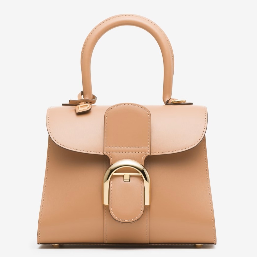 De1uavx brillant mini bag in tender beige box calf leather