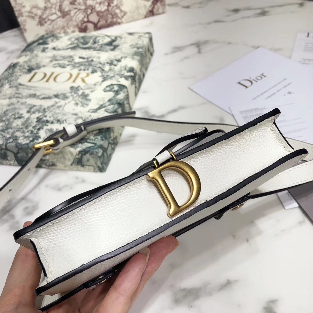 D*or white calfskin saddle belt bag