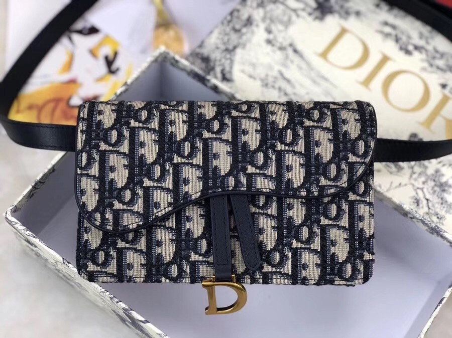 D*or blue oblique saddle belt bag