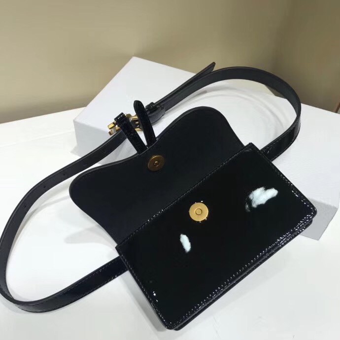 D*or saddle belt bag in black patent leather