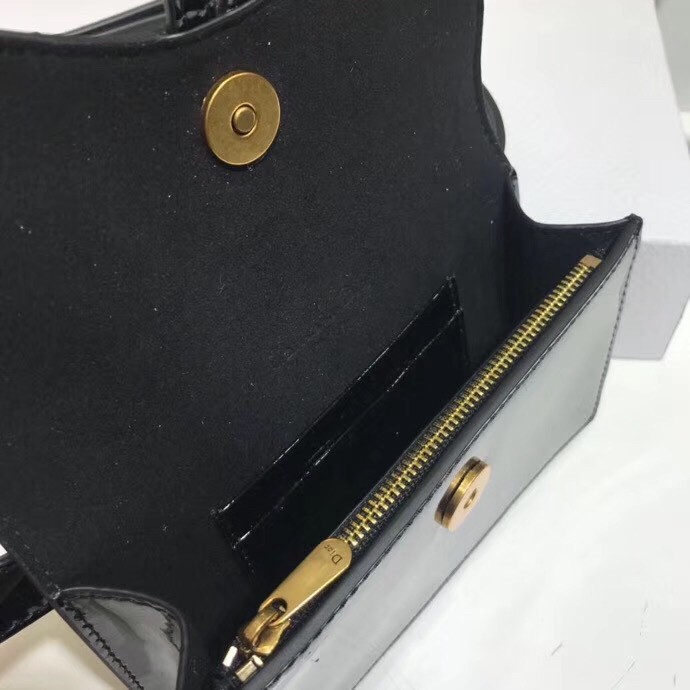 D*or saddle belt bag in black patent leather