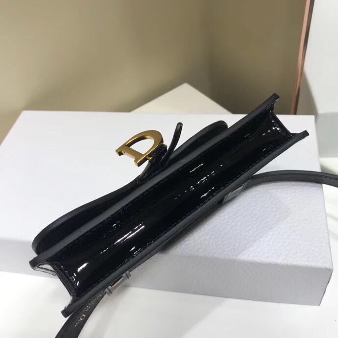 D*or saddle belt bag in black patent leather