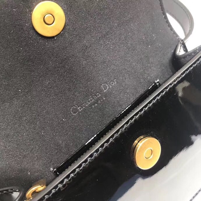 D*or saddle belt bag in black patent leather