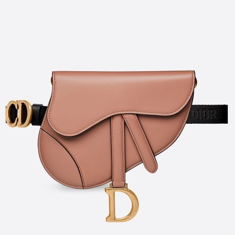 D*or saddle belt bag in powder smooth calfskin