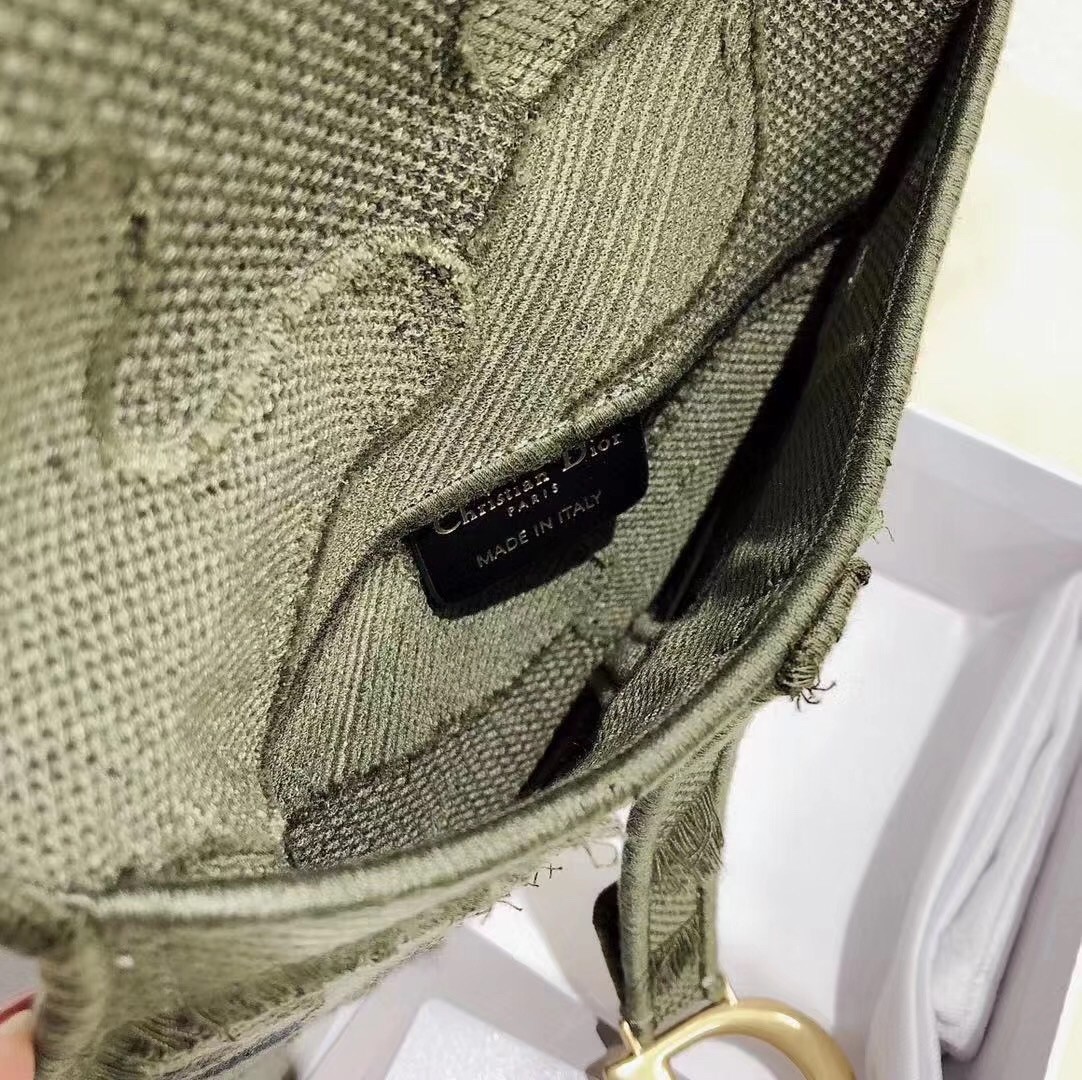 D*or saddle pouch belt bag in green camouflage canvas