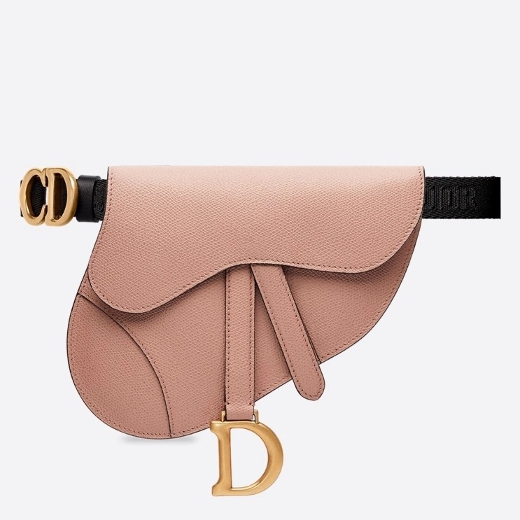 D*or saddle belt bag in powder grained calfskin