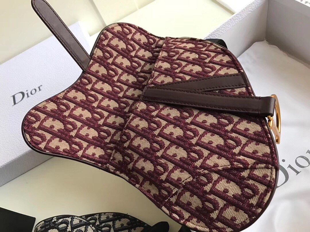 D*or saddle belt bag in bordeaux oblique canvas