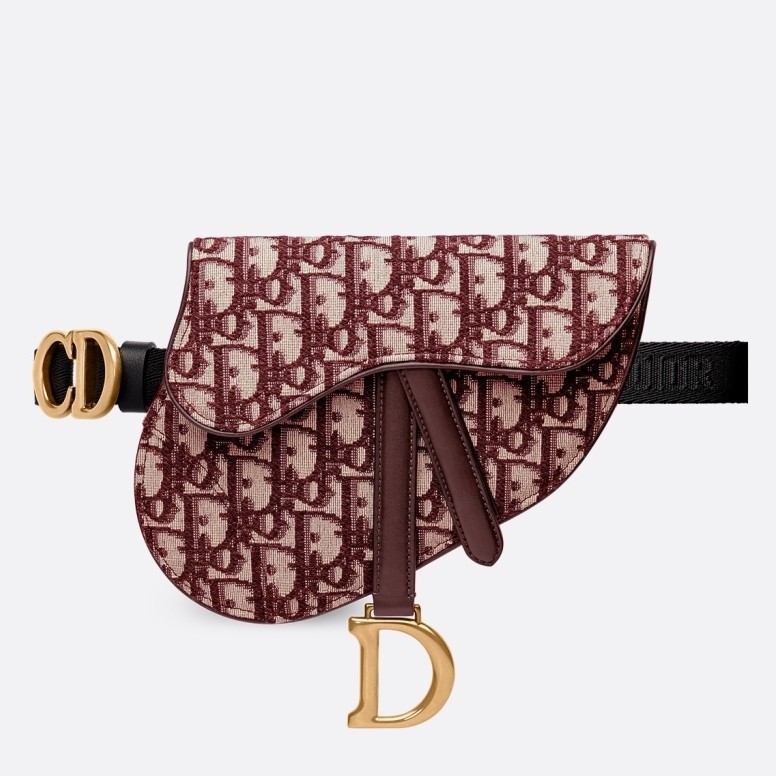 D*or saddle belt bag in bordeaux oblique canvas
