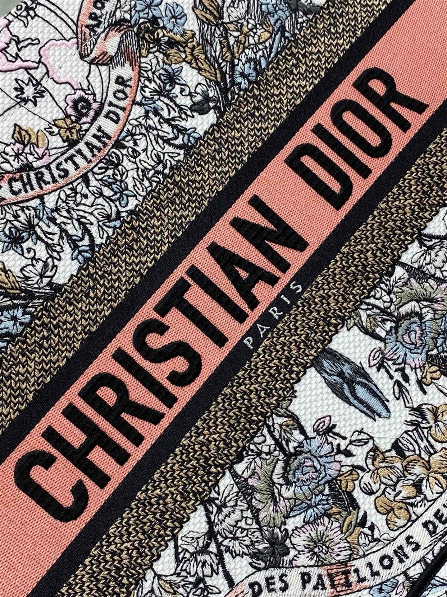D*or medium book tote bag in butterfly around the world embroidery
