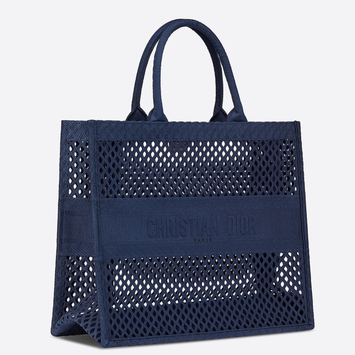 D*or book tote bag in blue mesh embroidery