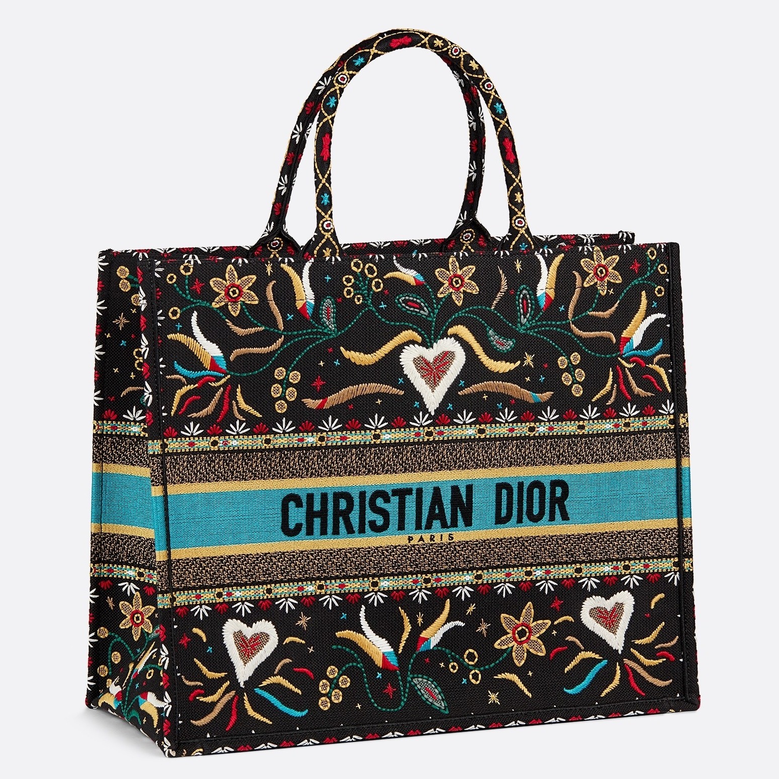 d*or book tote bag in flowers and He**ts canvas