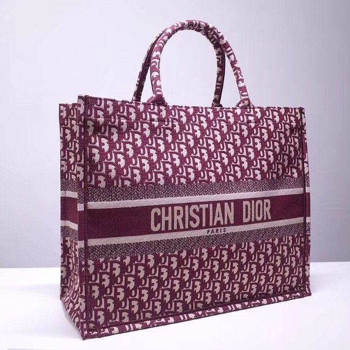 D*or book tote bag in bordeaux oblique canvas