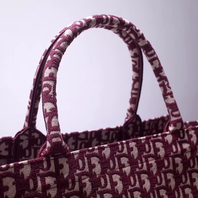 D*or book tote bag in bordeaux oblique canvas