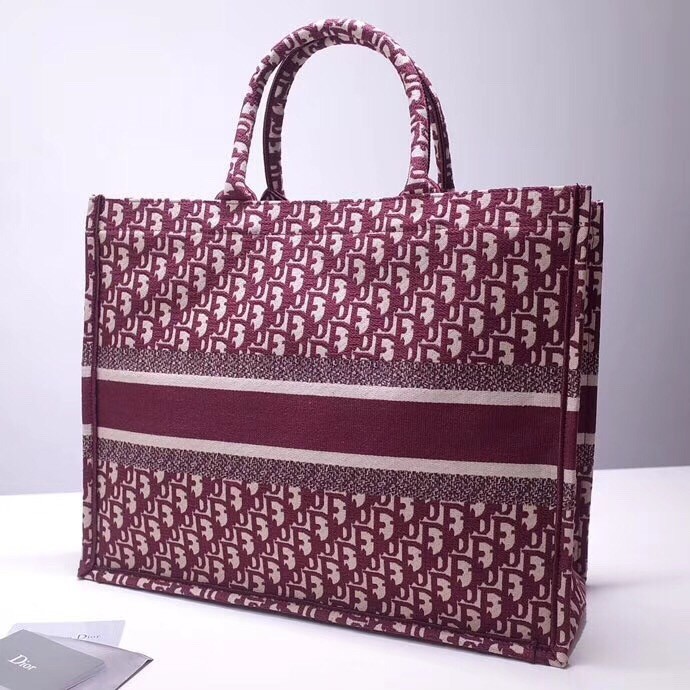 D*or book tote bag in bordeaux oblique canvas