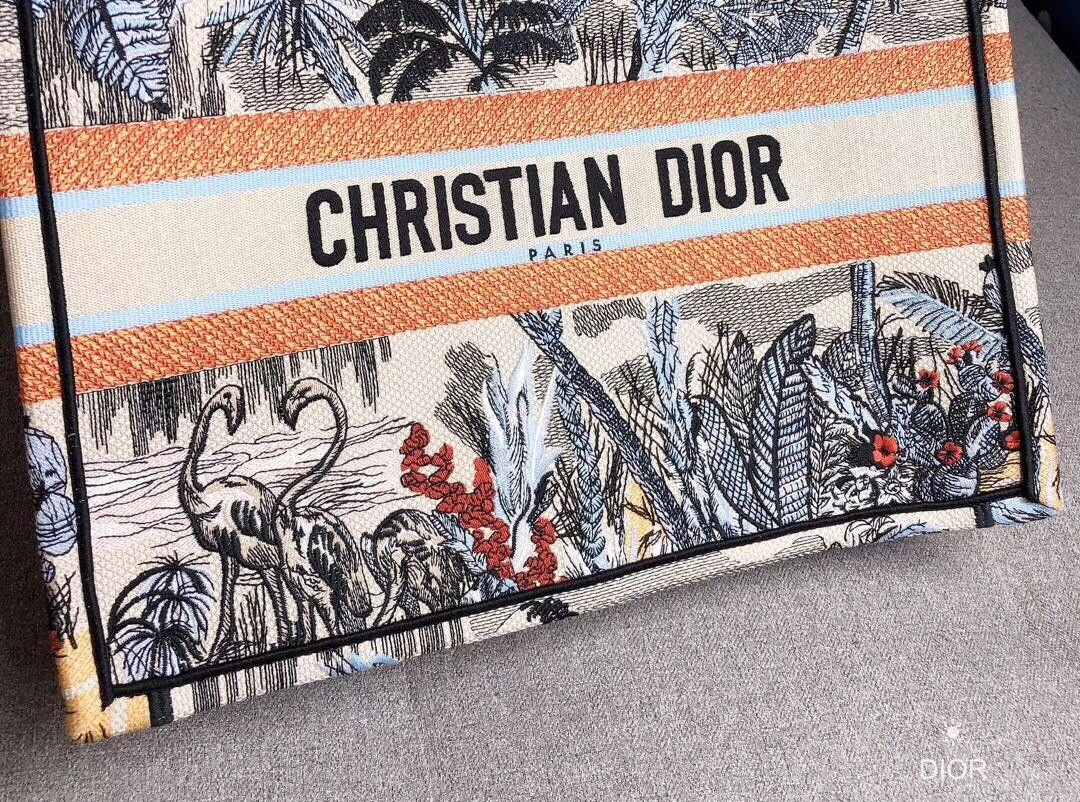 d*or book tote bag in De*1m blue toile de jouy tropicalia