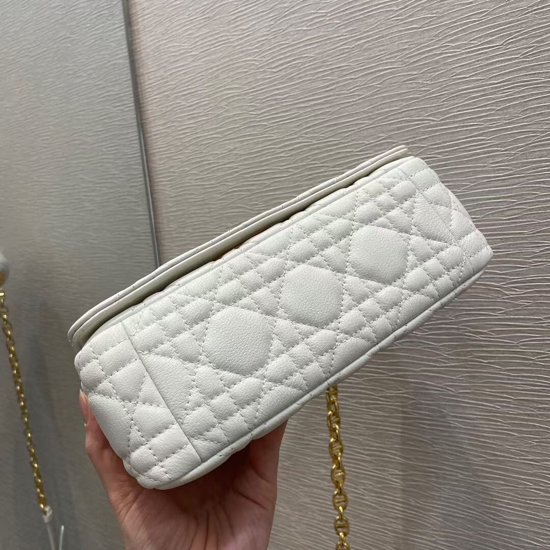 D*or small caro bag in white cannage calfskin
