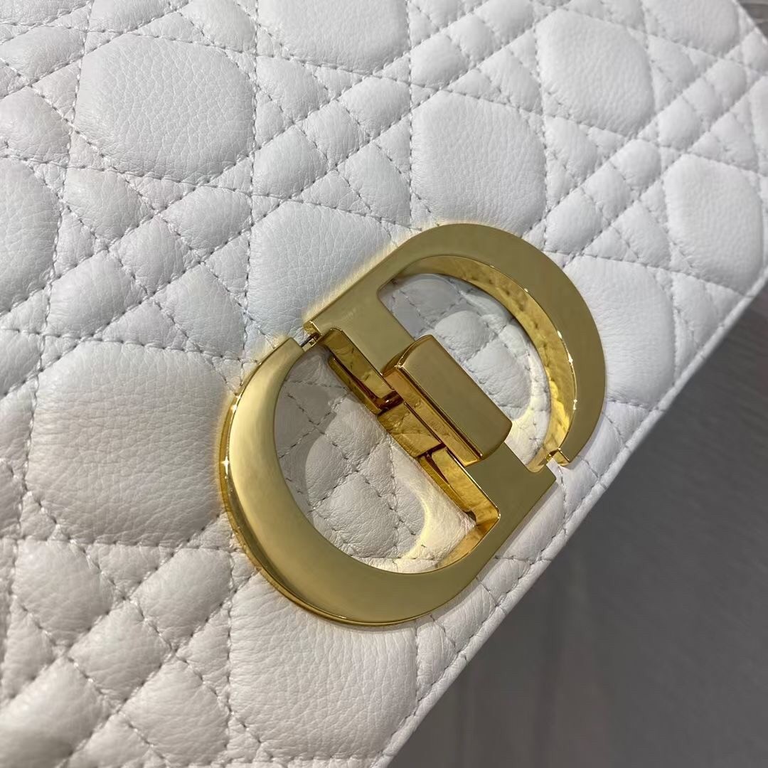 D*or large caro bag in white cannage calfskin