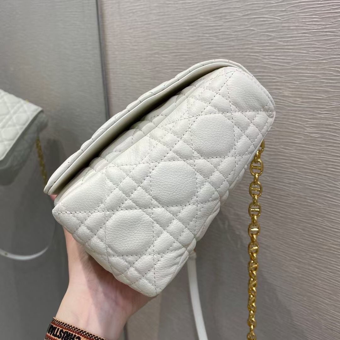 D*or large caro bag in white cannage calfskin