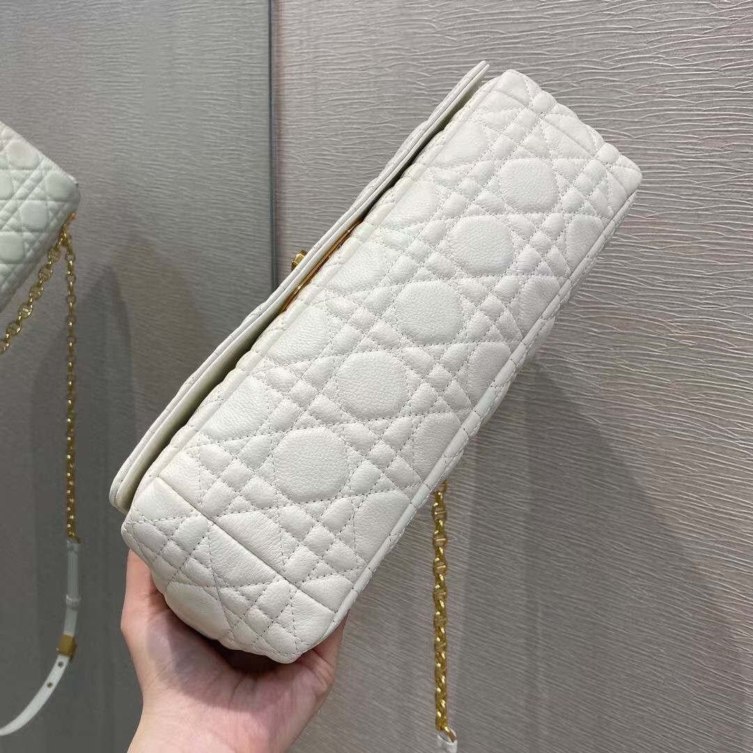 D*or large caro bag in white cannage calfskin