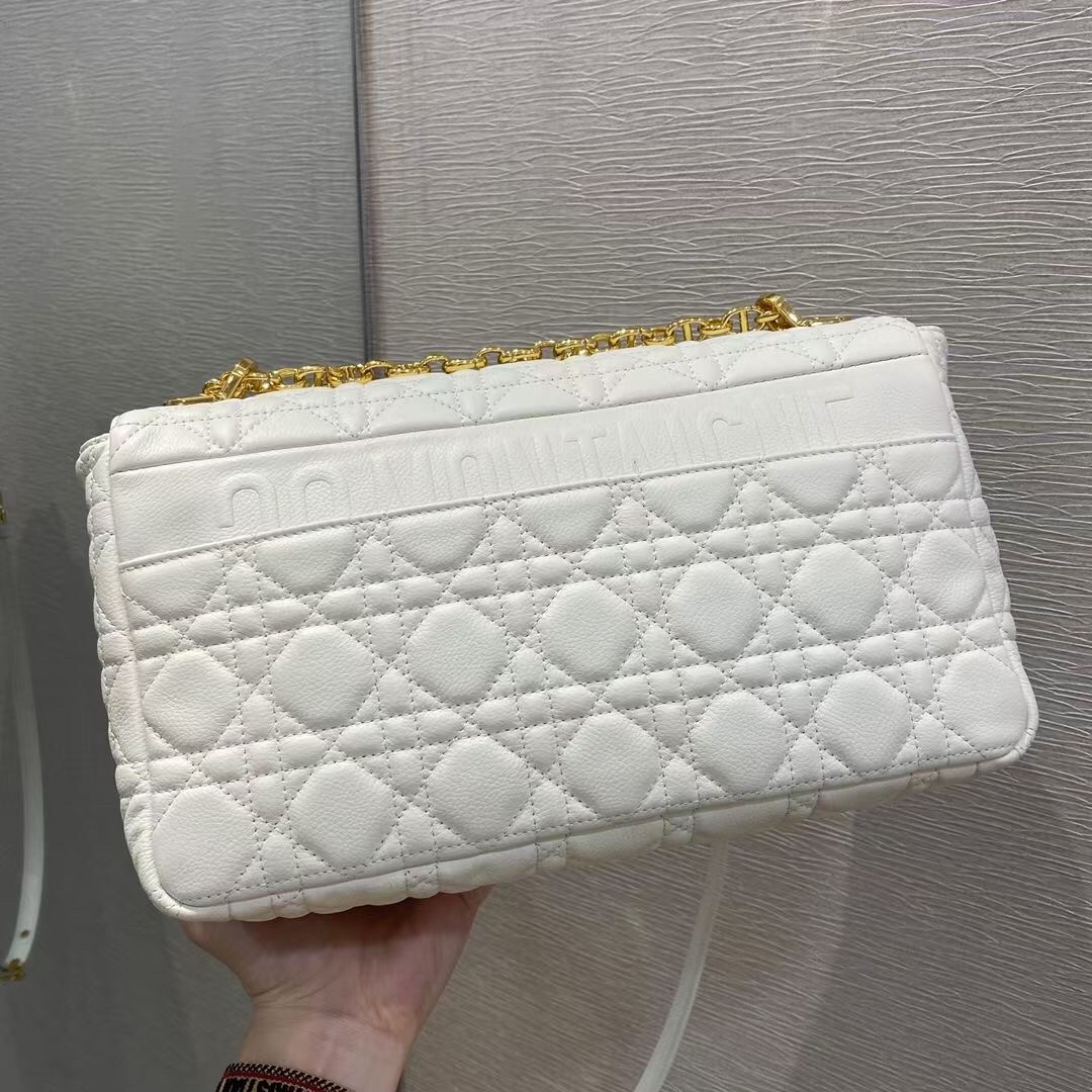 D*or large caro bag in white cannage calfskin
