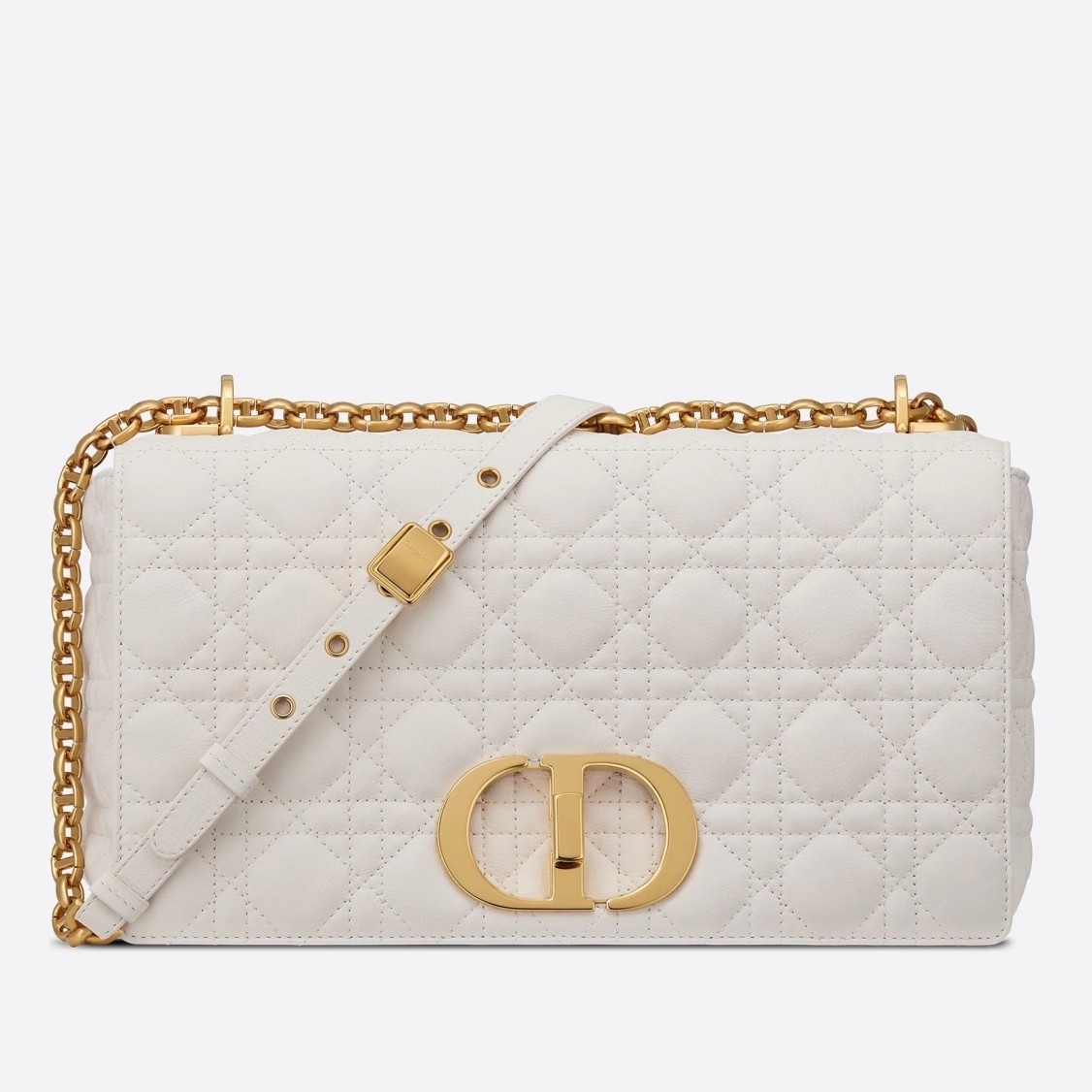 D*or large caro bag in white cannage calfskin