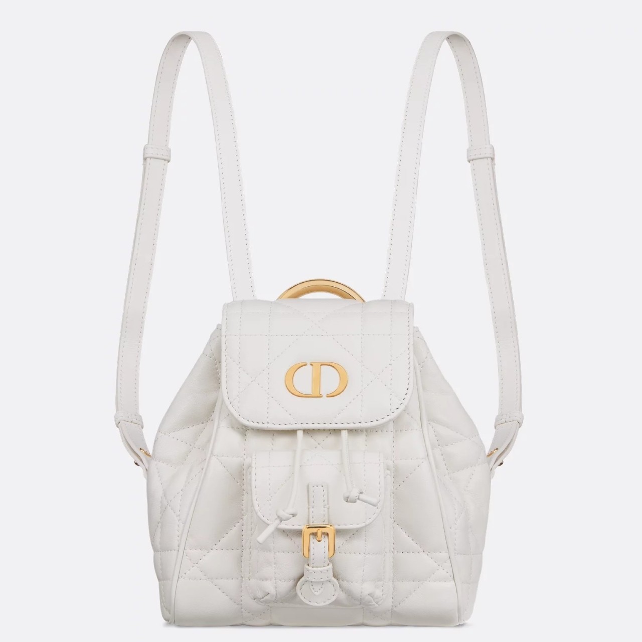 D*or caro small backpack in white macrocannage lambskin