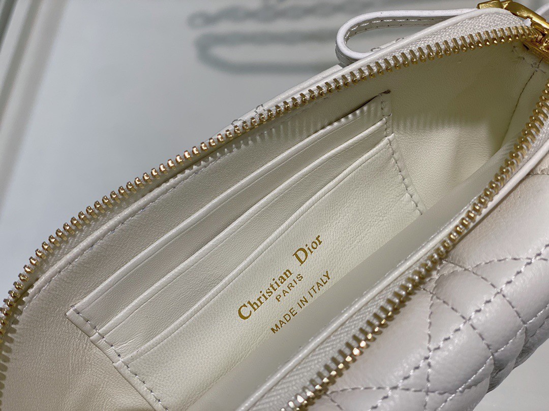 D*or caro pouch in white cannage calfskin