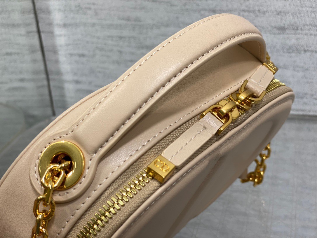 D*or cd signature oval camera bag in beige calfskin