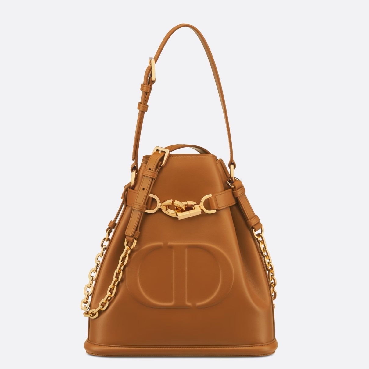 D*or c''est medium bag in brown saddle calfskin