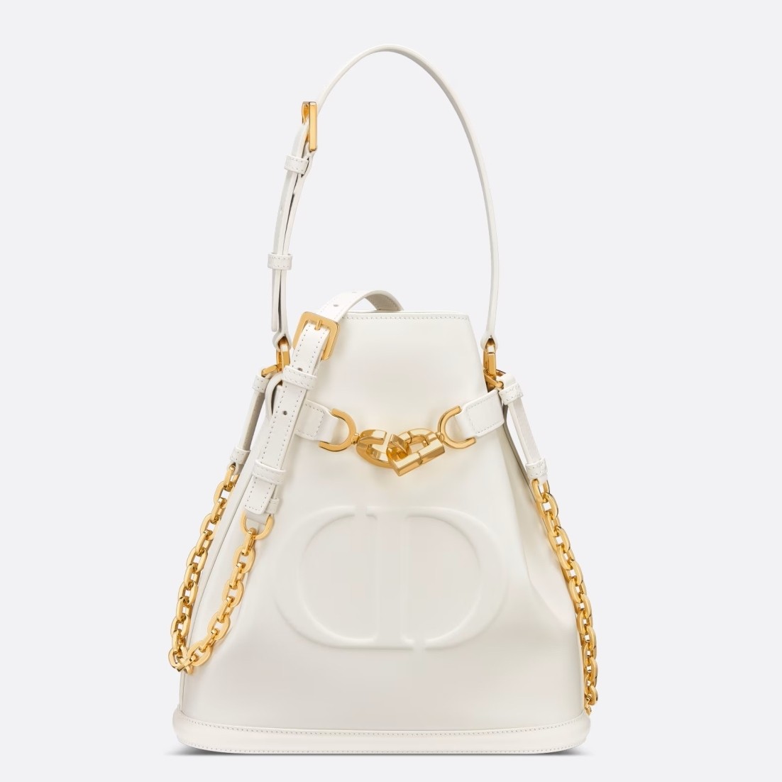 D*or c''est medium bag in white saddle calfskin