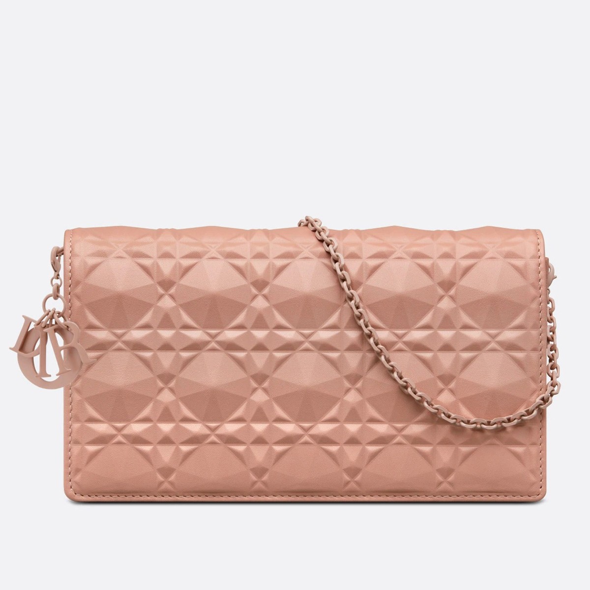 d*or lady d*or pouch in poudre Di*m*nd calfskin