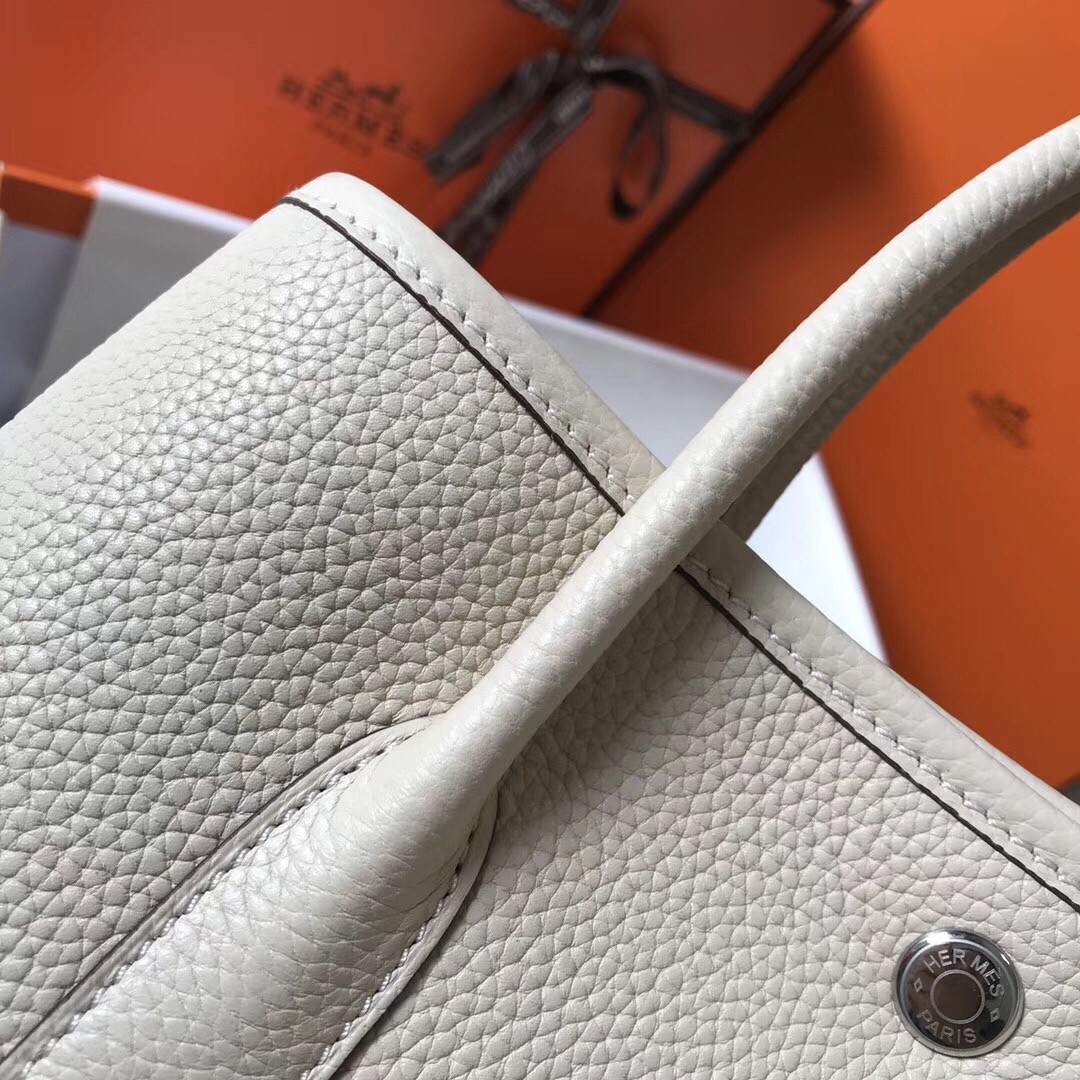 H**mes garden party 36 bag in white clemence calfskin