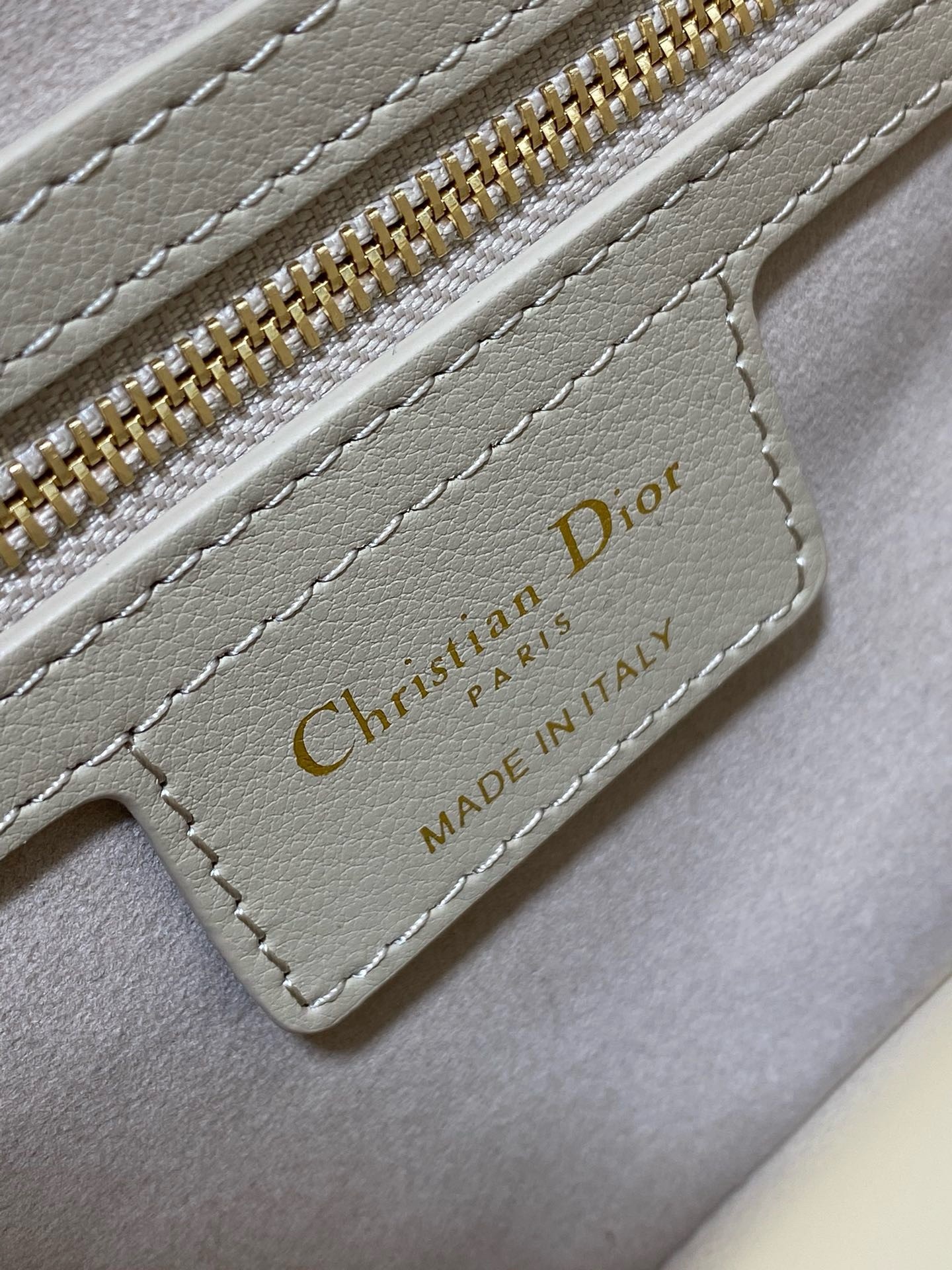 D*or small jolie top handle bag in beige cannage calfskin