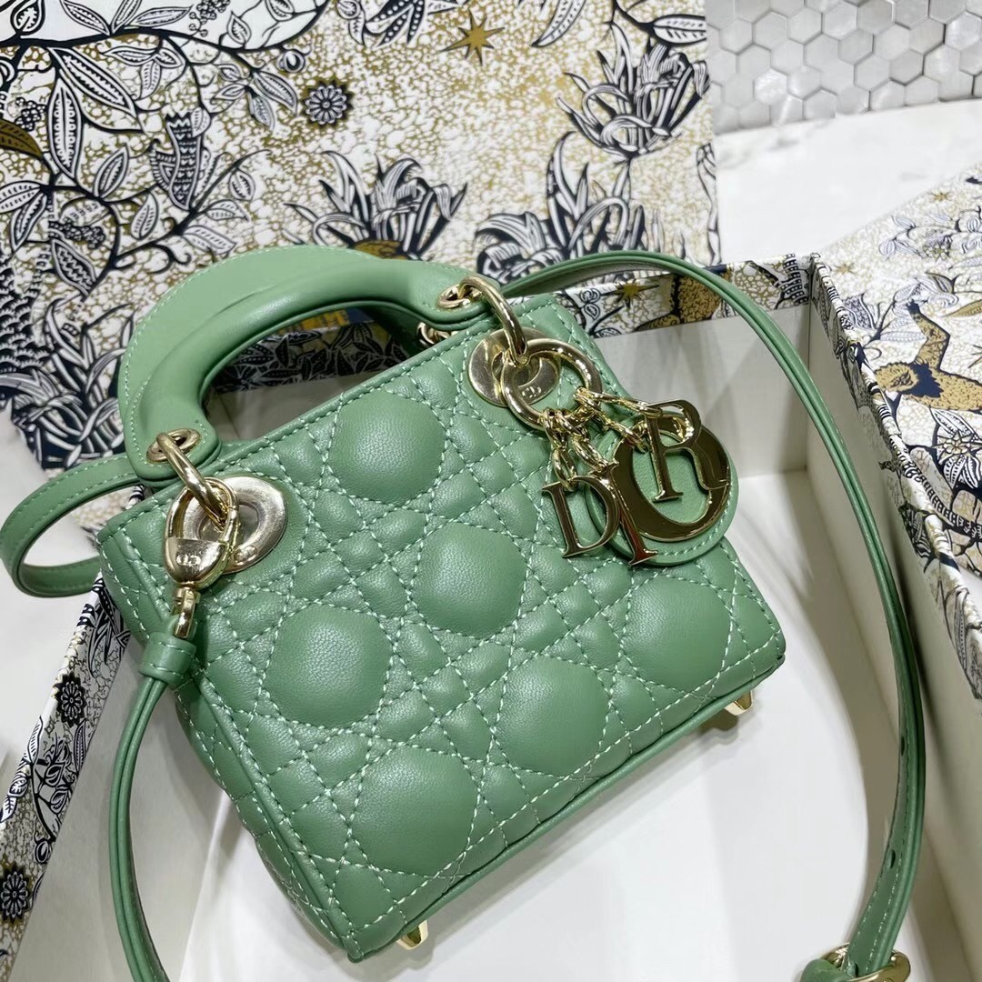 D*or micro lady D*or bag in mint cannage lambskin