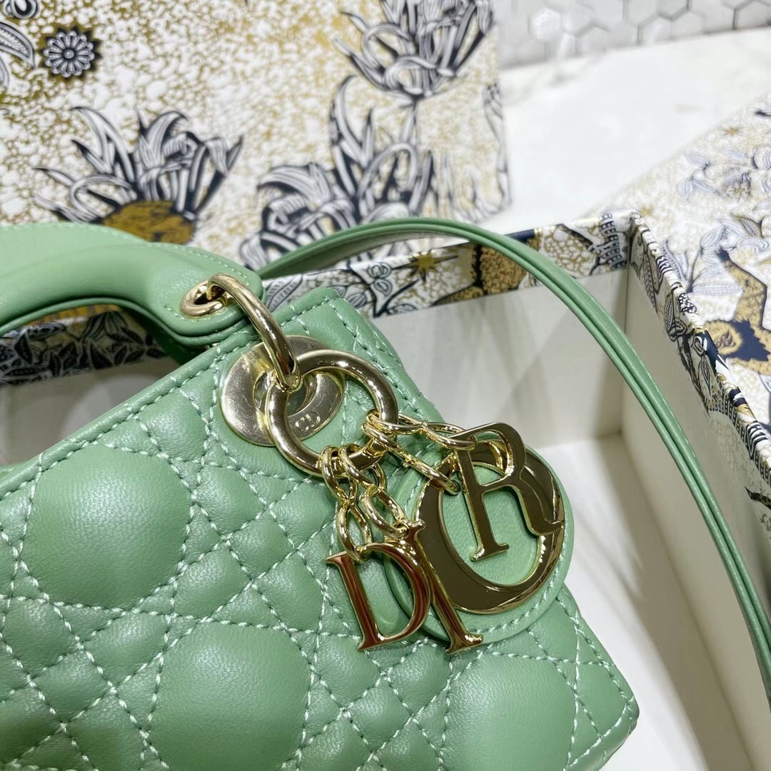 D*or micro lady D*or bag in mint cannage lambskin