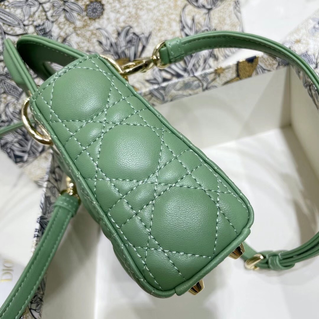 D*or micro lady D*or bag in mint cannage lambskin