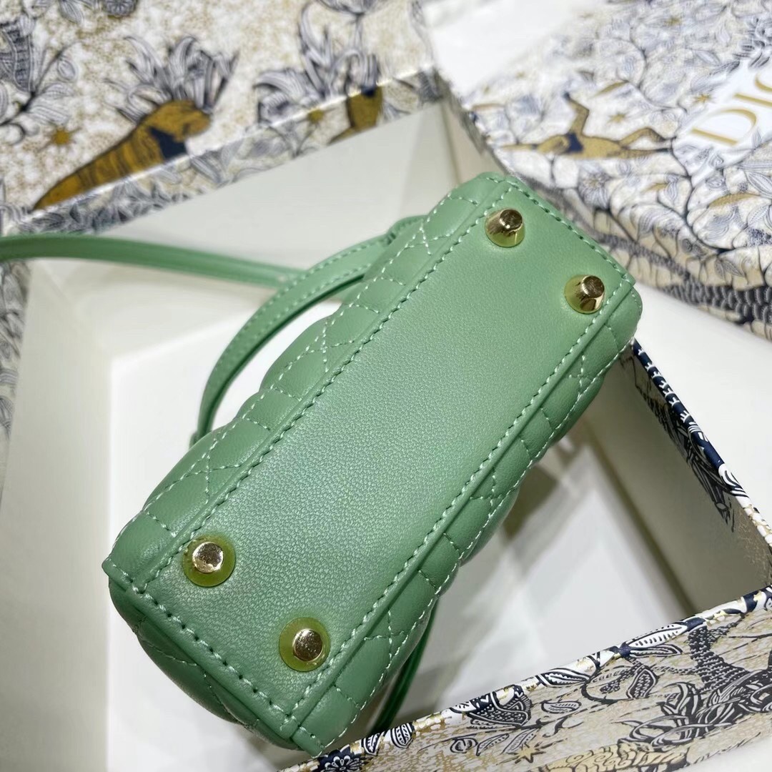 D*or micro lady D*or bag in mint cannage lambskin