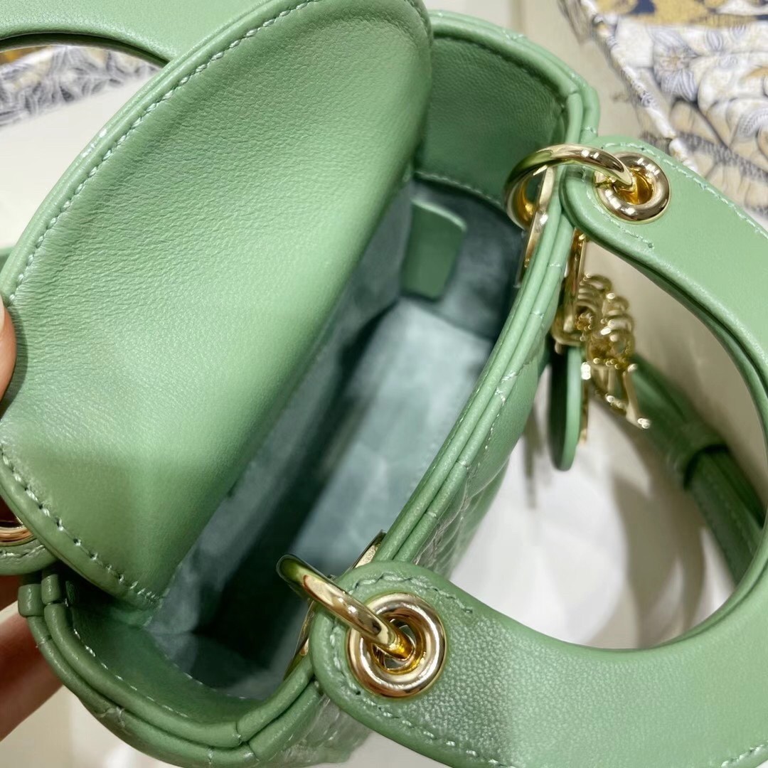 D*or micro lady D*or bag in mint cannage lambskin