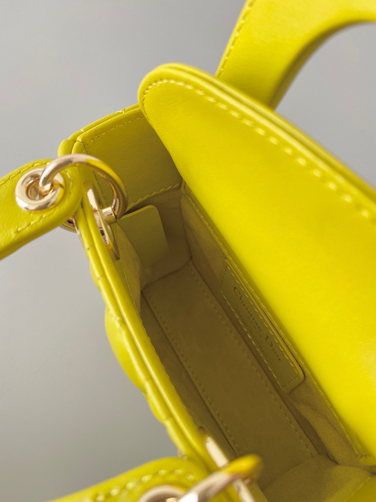 D*or lady D*or micro bag in yellow cannage lambskin