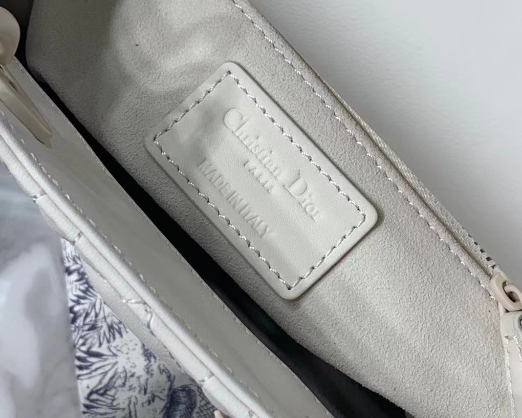 D*or mini lady D*or bag in white ultramatte calfskin