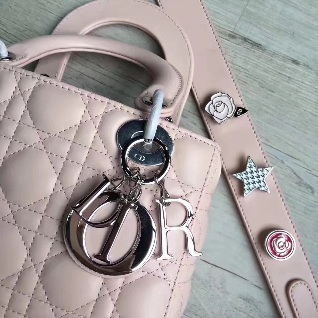 D*or my lady D*or bag in pink lambskin